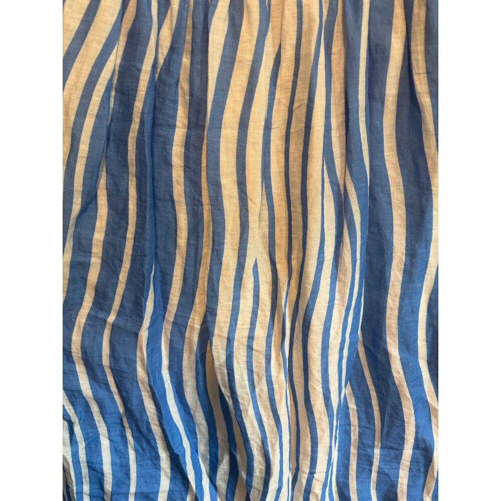 Bambah Beach Blue and White Sicily Striped 100% Linen Midi Skirt sz 12 - Picture 4 of 10